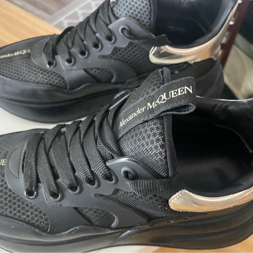 Alexander McQueen Black and Silver Sneakers 9.5